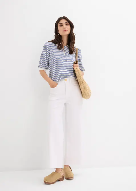 Wide leg jeans met high waist, cropped, bonprix