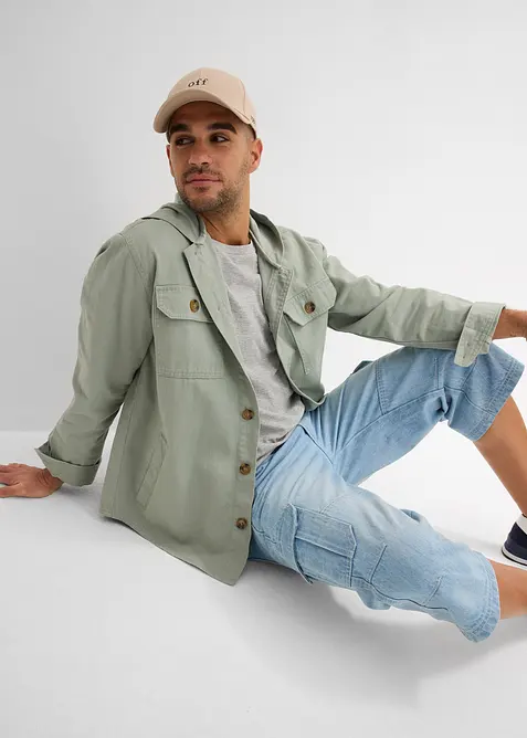 Regular fit 3/4 stretch cargo jeans, straight, bonprix