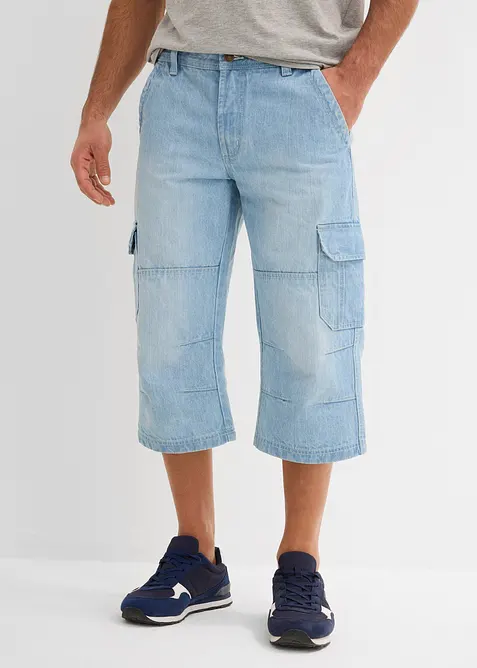 Regular fit 3/4 stretch cargo jeans, straight, bonprix