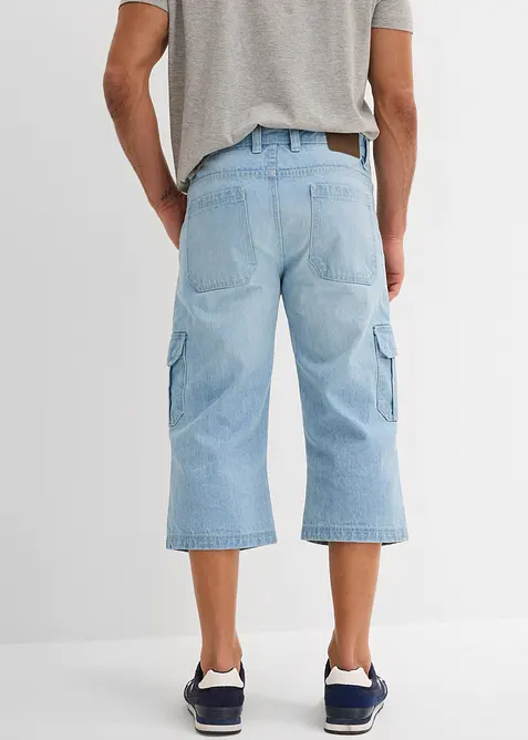 Regular fit 3/4 stretch cargo jeans, straight, bonprix