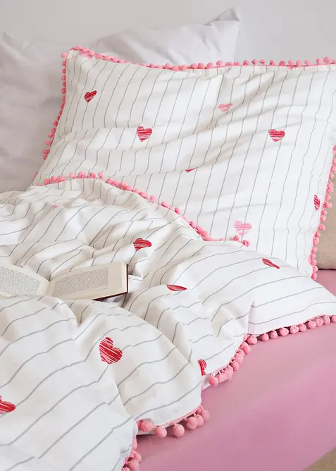 Dekbedovertrek met pompons, bonprix