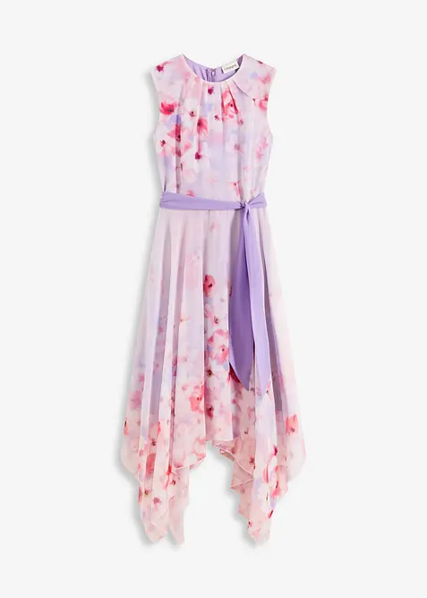 Chiffon jurk met een puntvormige zoom en striklint, bonprix