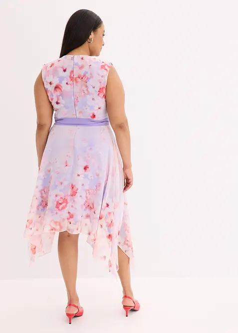 Chiffon jurk met een puntvormige zoom en striklint, bonprix