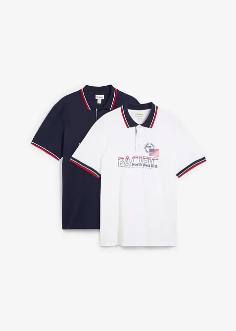 Poloshirt van puur katoen (set van 2) met korte mouw, bonprix