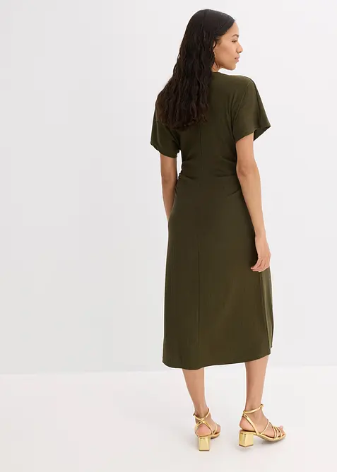 Geribde jersey jurk met zijsplitten, bonprix