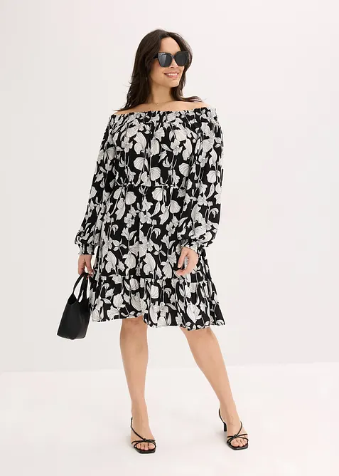 Gedessineerde Carmen jurk, bonprix