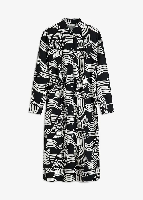 Gedessineerde blousejurk in een lichte linnenmix, bonprix