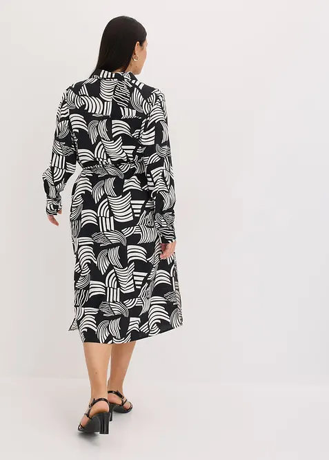 Gedessineerde blousejurk in een lichte linnenmix, bonprix