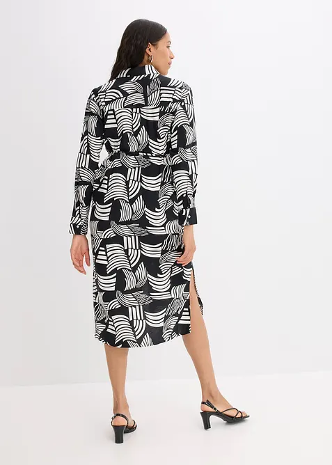 Gedessineerde blousejurk in een lichte linnenmix, bonprix