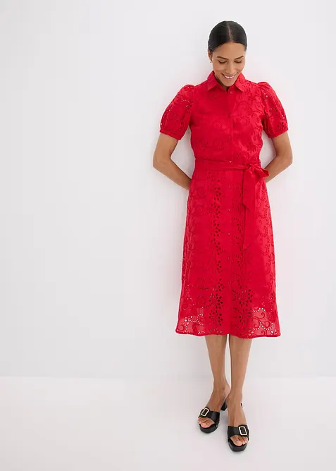 Blousejurk met broderie anglaise borduurwerk, van puur katoen, bonprix