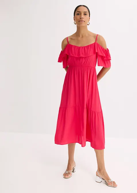 Jurk met volants van gestructureerde viscose, bonprix