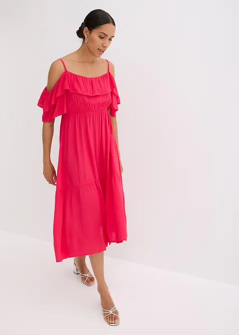 Jurk met volants van gestructureerde viscose, bonprix