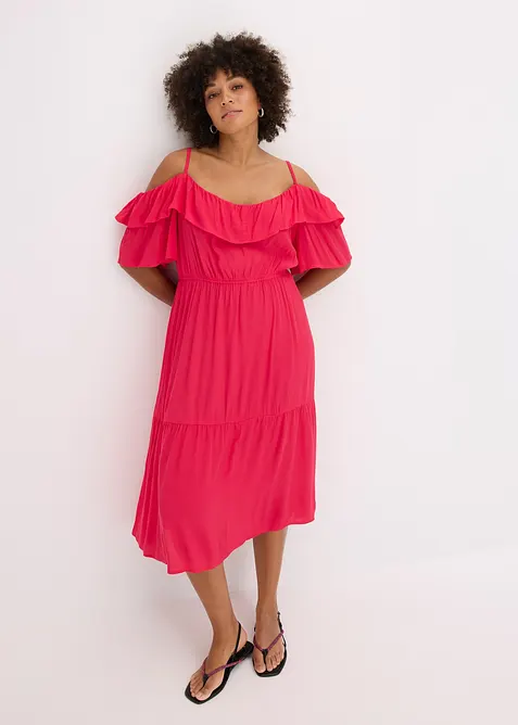 Jurk met volants van gestructureerde viscose, bonprix