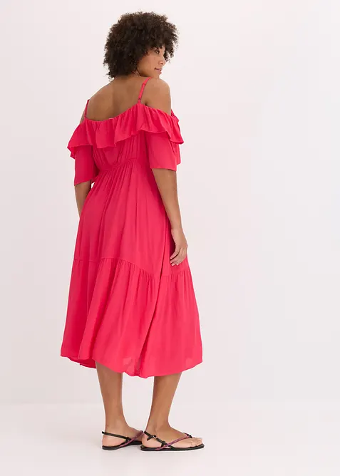 Jurk met volants van gestructureerde viscose, bonprix