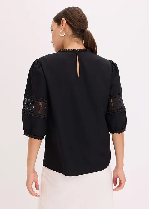 Blouse met korte mouwen en linnen, bonprix