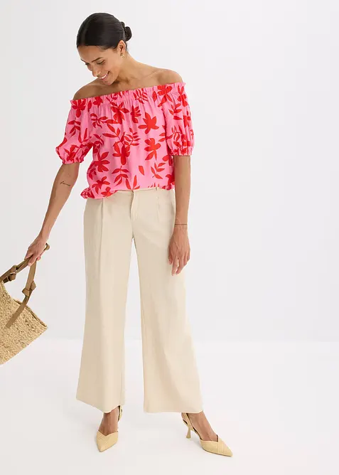 Gedessineerde Carmen blouse van een fijne viscosemix, bonprix