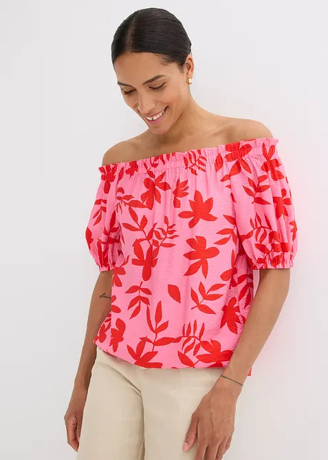 Gedessineerde Carmen blouse van een fijne viscosemix, bonprix