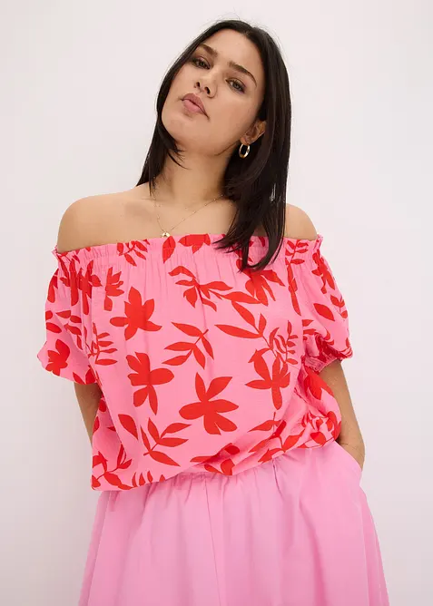 Gedessineerde Carmen blouse van een fijne viscosemix, bonprix