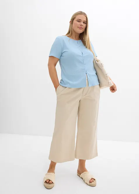 T-shirt met structuur en knopen, bonprix