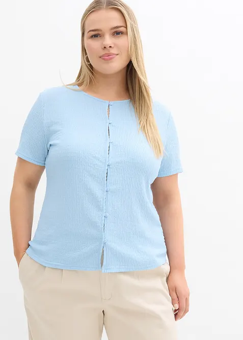 T-shirt met structuur en knopen, bonprix