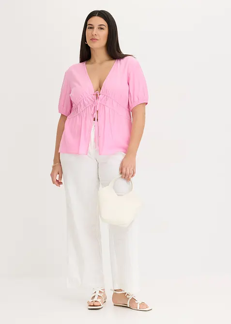 Blouse met strikjes, bonprix