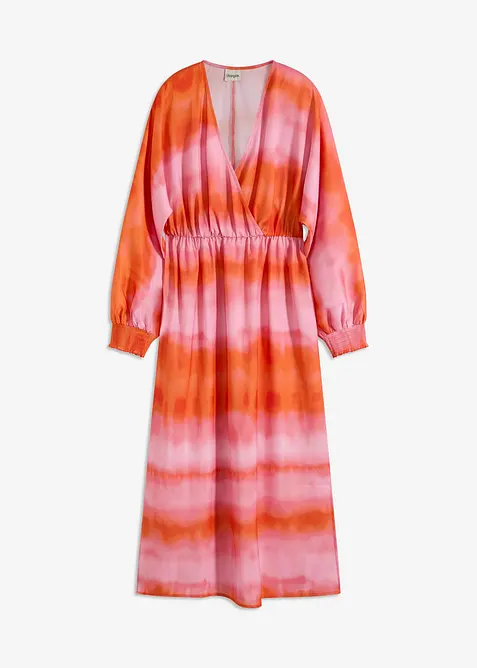 Midi jurk van satijn met batik-print, bonprix