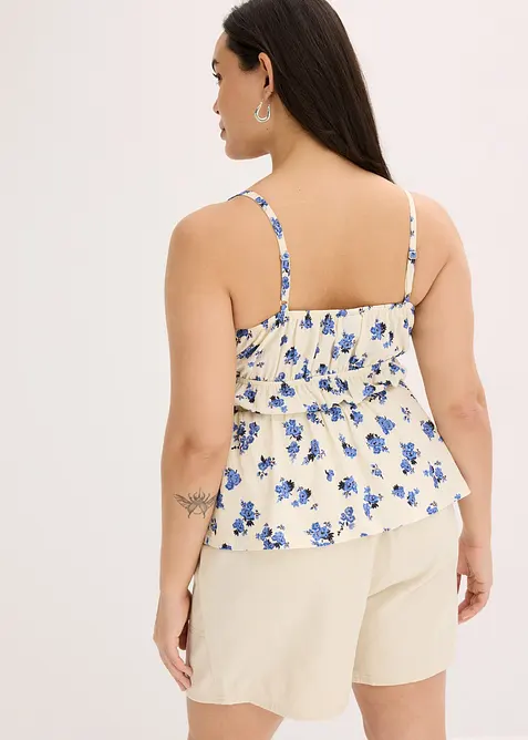 Top met spaghettibandjes van gestructureerde crèpe, bonprix