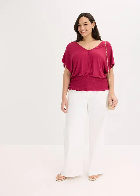 Shirt met gesmokte zoom, bonprix