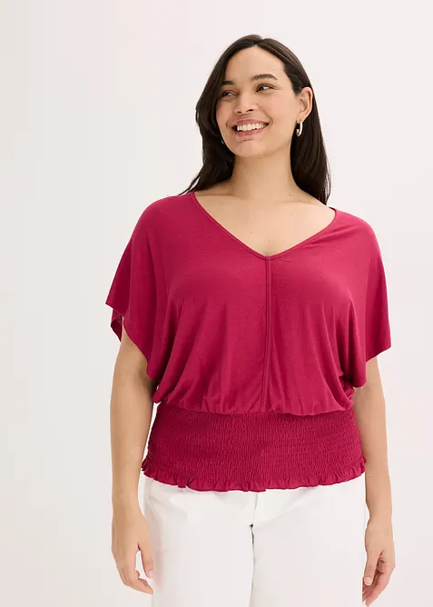 Shirt met gesmokte zoom, bonprix