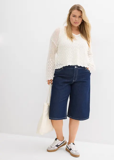 Jeans bermuda mid waist, low stretch, bonprix