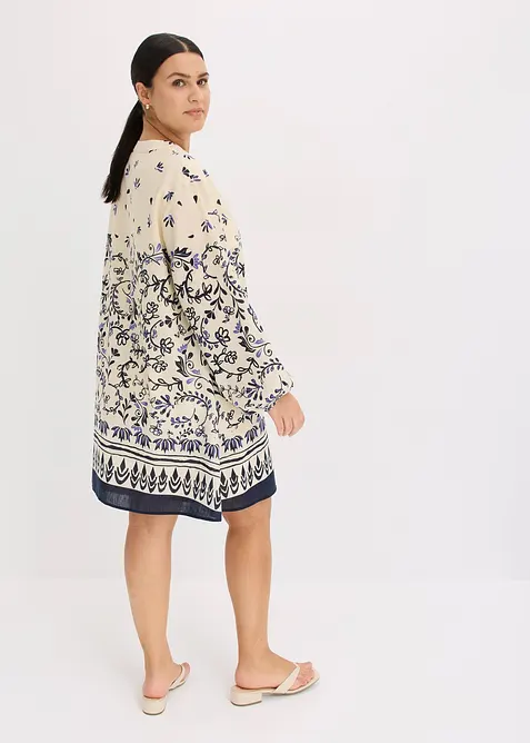 Korte boho jurk in linnenlook, bonprix
