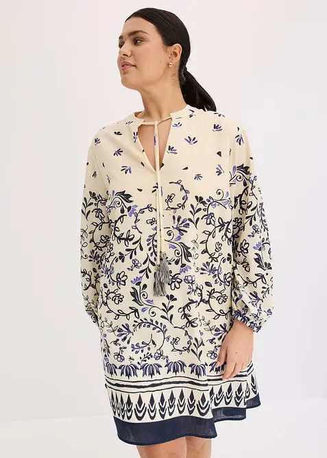 Korte boho jurk in linnenlook, bonprix