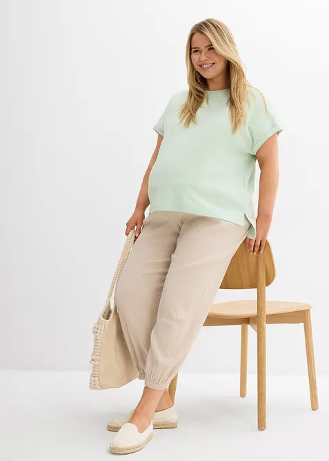 2-in-1 zwangerschapsbroek van puur katoenen mousseline, bonprix