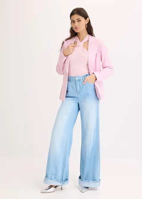 Gebreide haltertop van zachte viscose, bonprix