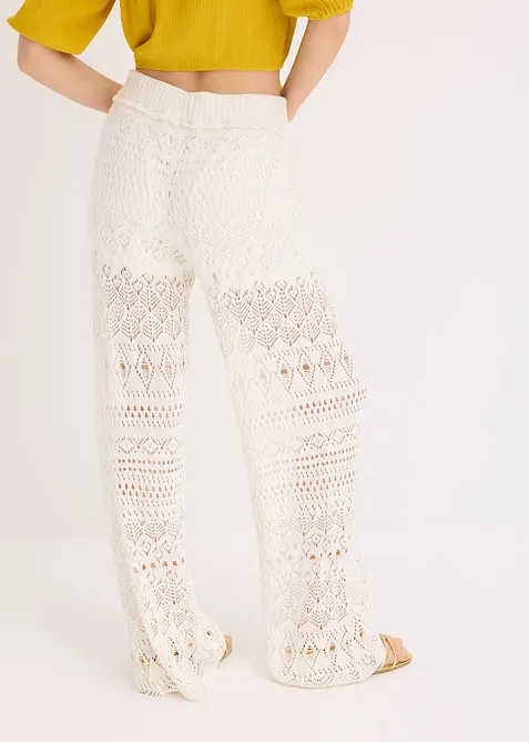 Slip-on broek met met gebreid ajour-patroon, bonprix