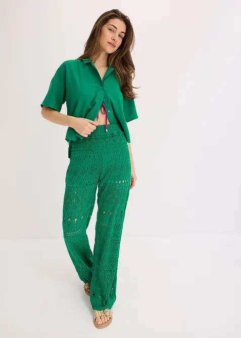 Slip-on broek met met gebreid ajour-patroon, bonprix