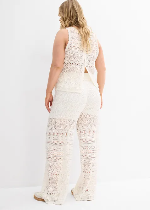 Slip-on broek met met gebreid ajour-patroon, bonprix