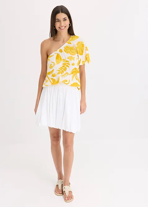 One-shoulder blouse van gestructureerde viscose, bonprix