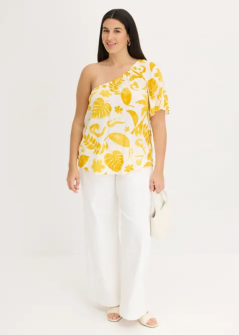 One-shoulder blouse van gestructureerde viscose, bonprix