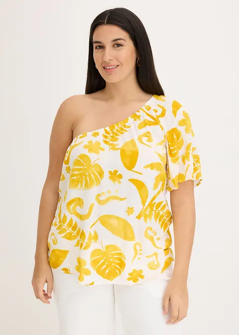 One-shoulder blouse van gestructureerde viscose, bonprix