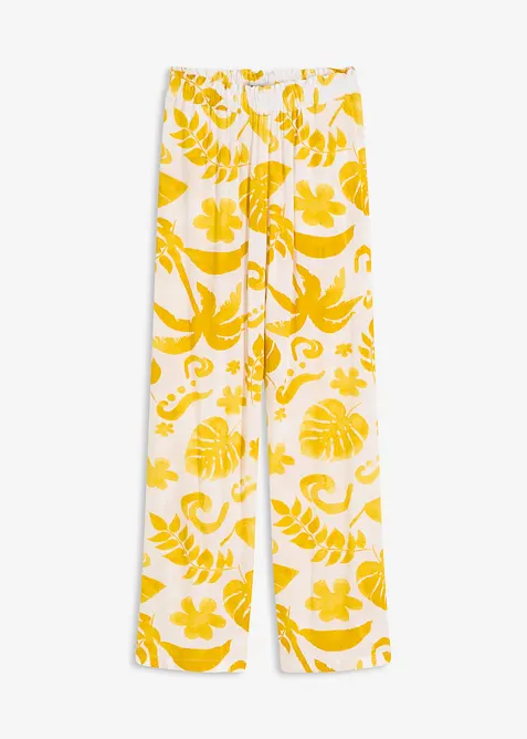 Wijde broek met print van gestructureerde viscose, bonprix