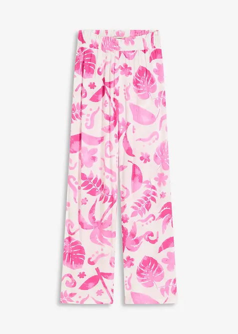 Wijde broek met print van gestructureerde viscose, bonprix
