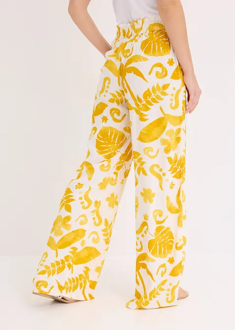 Wijde broek met print van gestructureerde viscose, bonprix