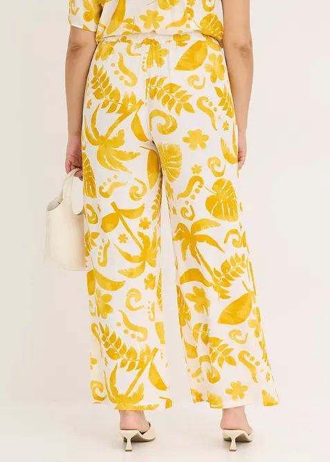 Wijde broek met print van gestructureerde viscose, bonprix