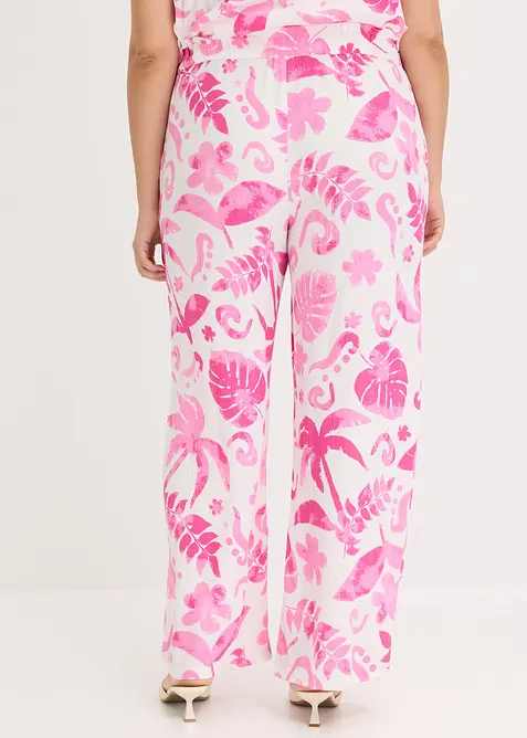 Wijde broek met print van gestructureerde viscose, bonprix