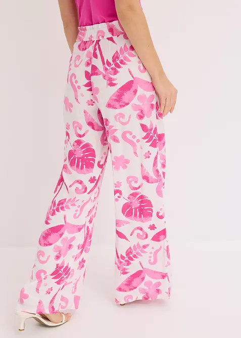 Wijde broek met print van gestructureerde viscose, bonprix