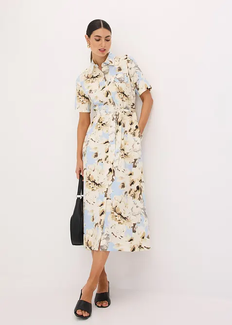 Overhemdjurk van viscose met een ceintuur (2-dlg. set), bonprix