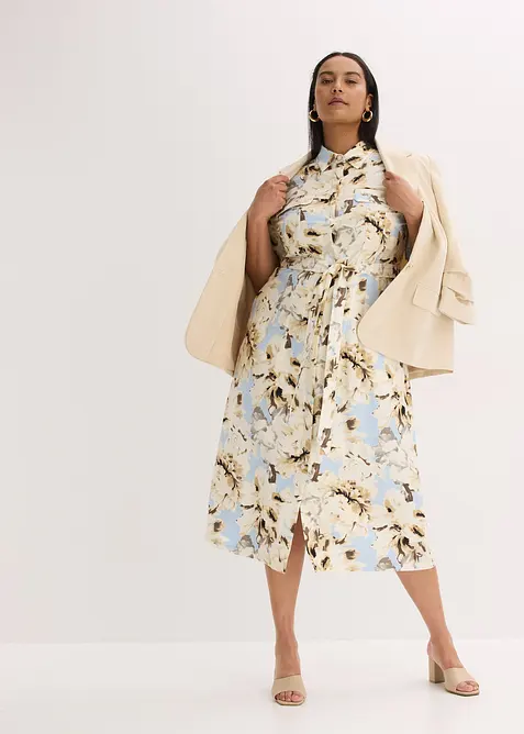 Overhemdjurk van viscose met een ceintuur (2-dlg. set), bonprix