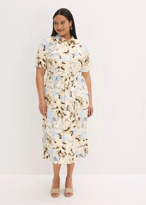 Overhemdjurk van viscose met een ceintuur (2-dlg. set), bonprix