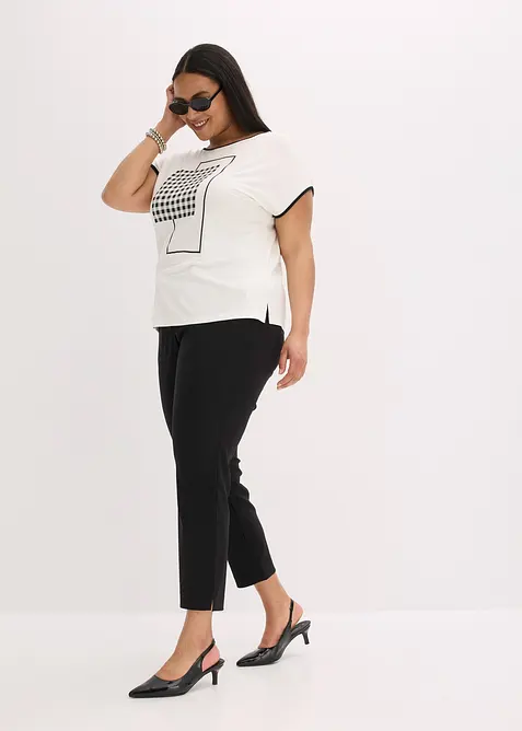 Shirt met opvallende print en biezen in een contrastkleur, bonprix